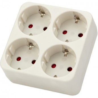 Четверник электрический REXANT 16 А с заземлением белый