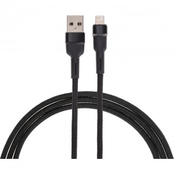 Кабель REXANT USB-A – Lightning для Apple, 2,4А, 1м, в черной нейлоновой оплетке, с LED подсветкой
