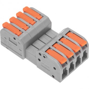 Клемма REXANT СМК 222-424R проходная разъемная, 4 полюса, серая 0,2-2,5/4мм² (20 шт/уп)