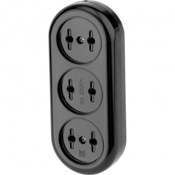 Колодка REXANT 3 гнезда карболитовая б/з 16 А, черная