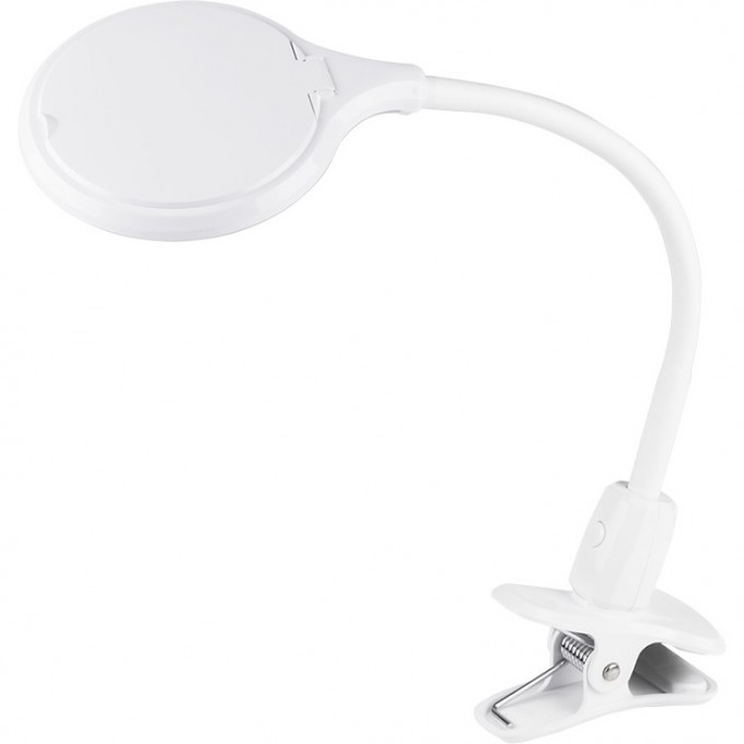 Лупа настольная 3D REXANT с подсветкой 30 LED, прищепка в блистере, белая 31-0246
