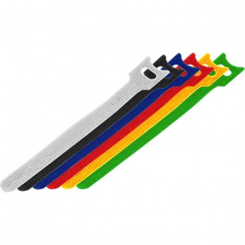 Набор хомутов-стяжек многоразовых REXANT на липучке 210х16 мм, цветные (12 шт/уп)