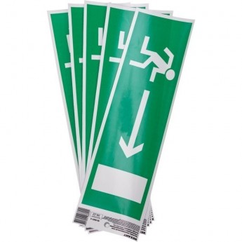 Наклейка эвакуационный знак REXANT "Направление к эвакуационному выходу направо" с хедером; 100х300 мм