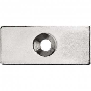 Неодимовый магнитный прямоугольник REXANT 35х15х3 мм с 2 зенковками 8х4 мм (упаковка 1 шт.)