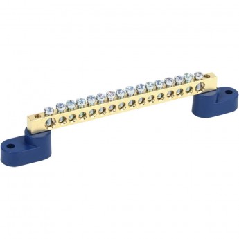 Шина REXANT «N» нулевая 6х9 мм на двух угловых синих изоляторах 16 групп