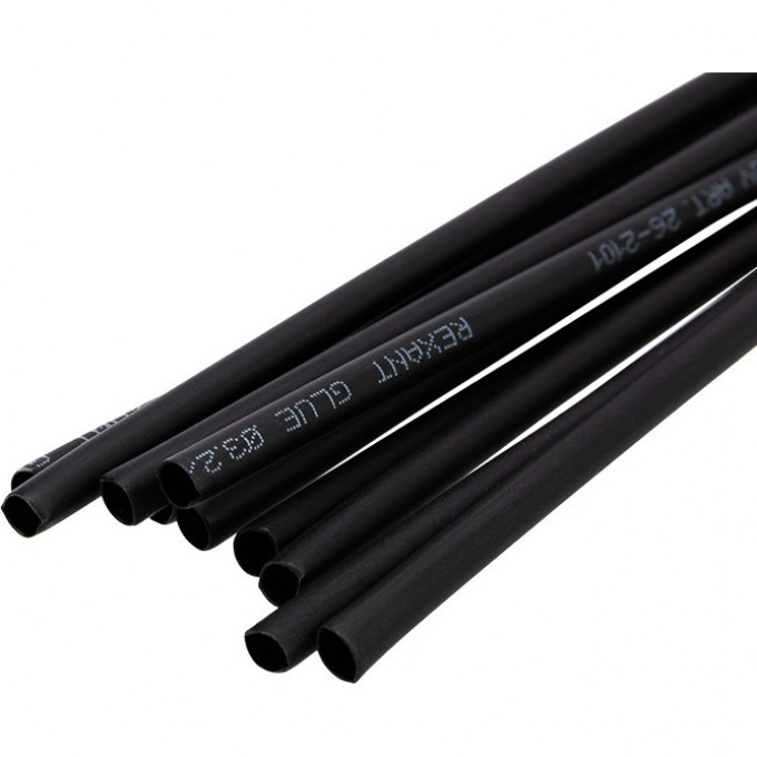 Термоусаживаемая трубка REXANT 3.2/1.6 мм двухстенная клеевая черная, 10 шт/уп 26-2101