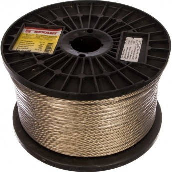 Трос стальной REXANT в ПВХ оплетке d=5,0 мм, прозрачный (бухта 100 м)