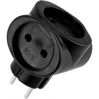 Тройник электрический REXANT 220 В 6 А черный