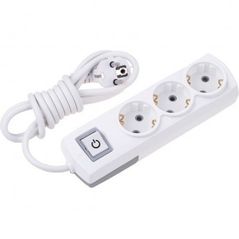 Удлинитель REXANT PREMIUM 3 гнезда, 5м, 3х1,5мм², с/з, с выключателем, белый