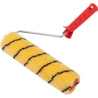 Валик REXANT, ворс 11 мм, ширина ролика 240 мм, бюгель 6 мм, Ø 42 мм, полиакрил желтый с черной полосой
