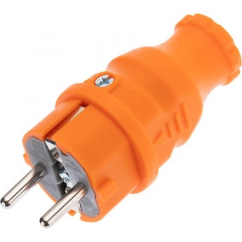 Вилка прямая REXANT влагозащищенная, c заземлением, 16 А, IP44, каучук, оранжевая