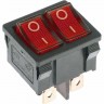 Выключатель клавишный REXANT MINI RWB-305 6А красный с подсветкой двойной 36-2160